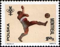 (1976-034) Марка Польша "Футбол"    Летние Олимпийские игры 1976, Монреаль II Θ